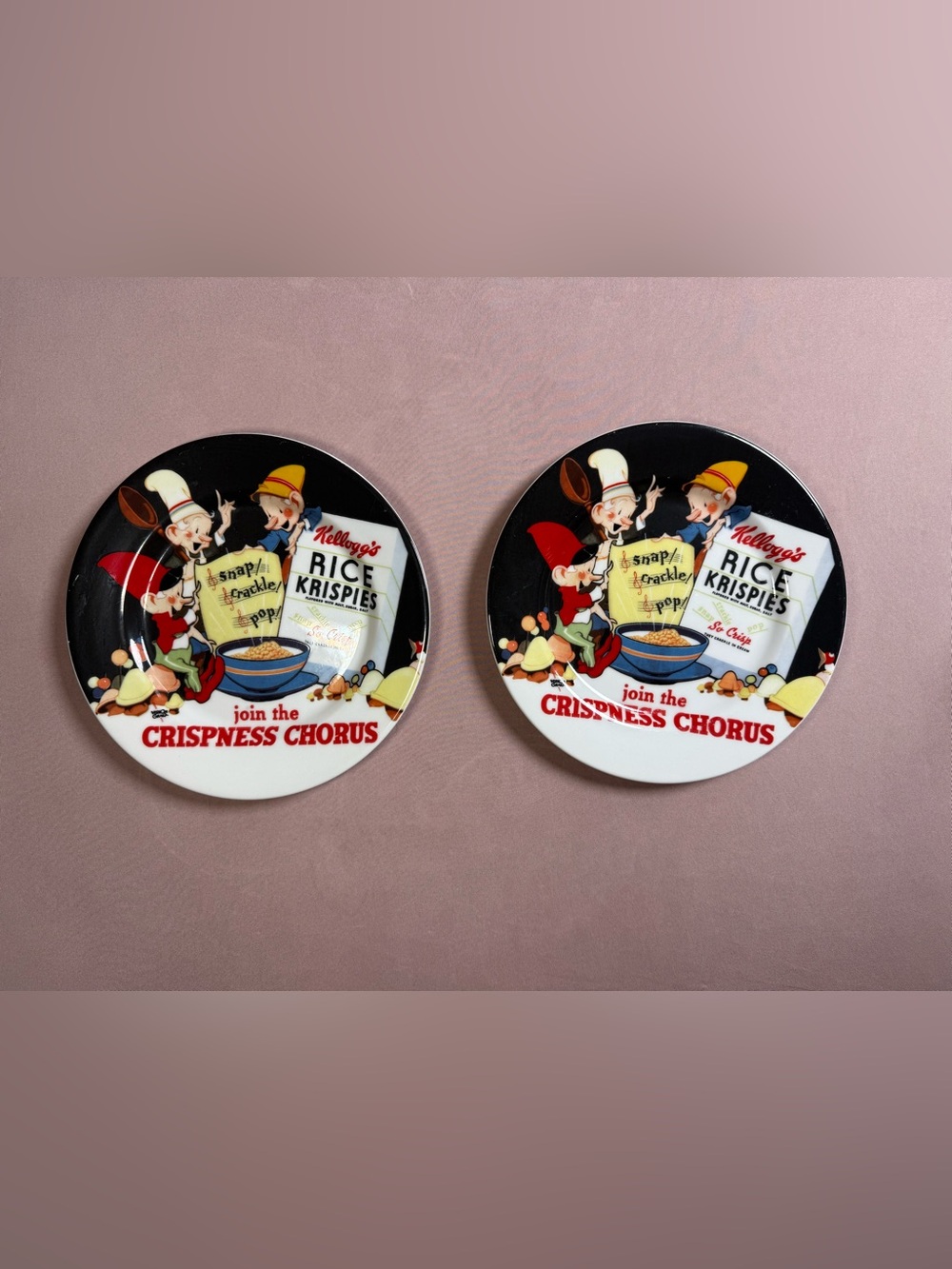 Kellogg Rice Krispies Snap Crackle Pop Vintage 2005 Retro 8" Plates Lot of 2